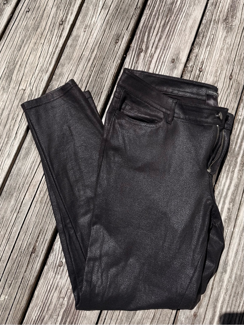 Ann Taylor Black Coated Skinny Pants